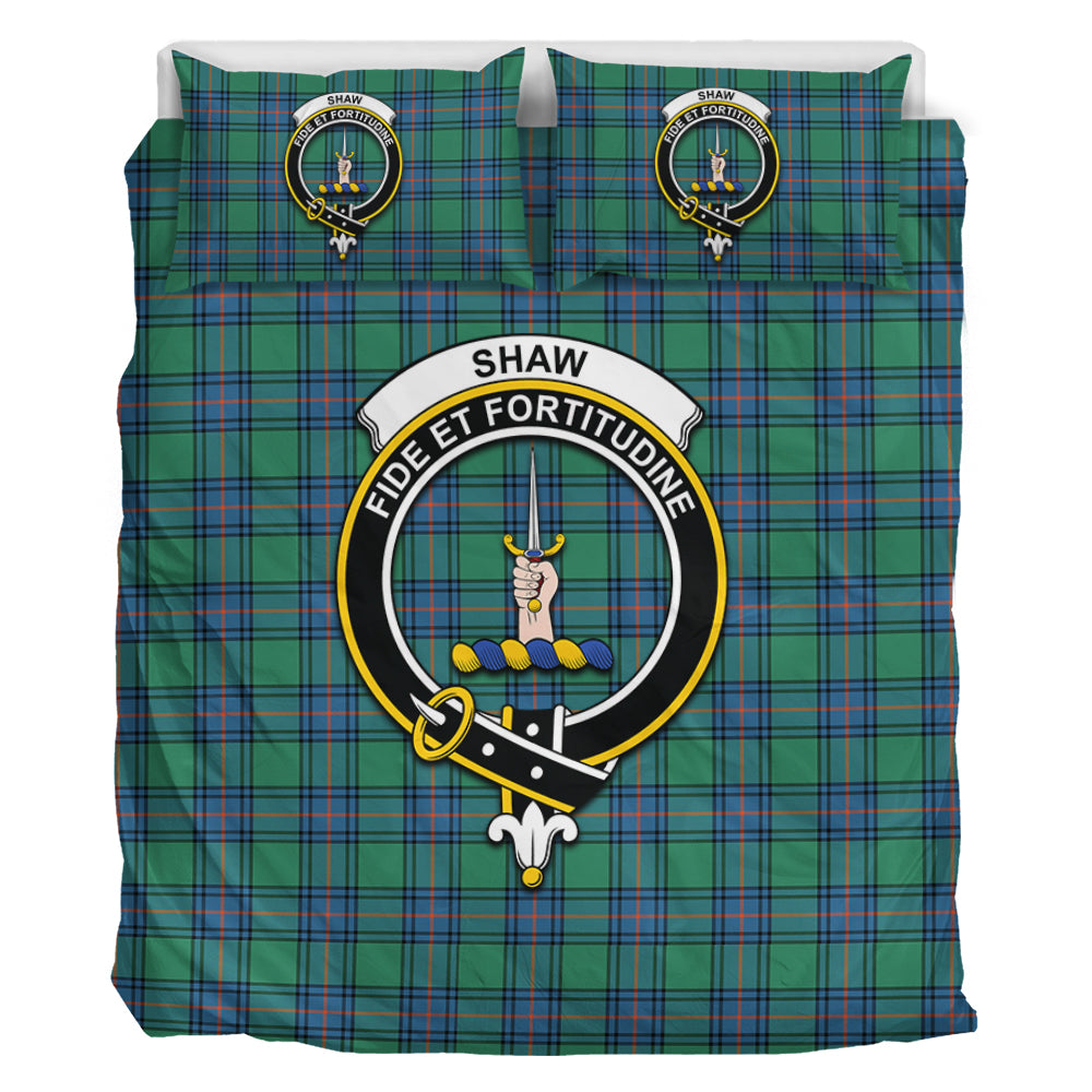 Shaw Ancient Tartan Bedding Set with Family Crest - Tartan Vibes Clothing