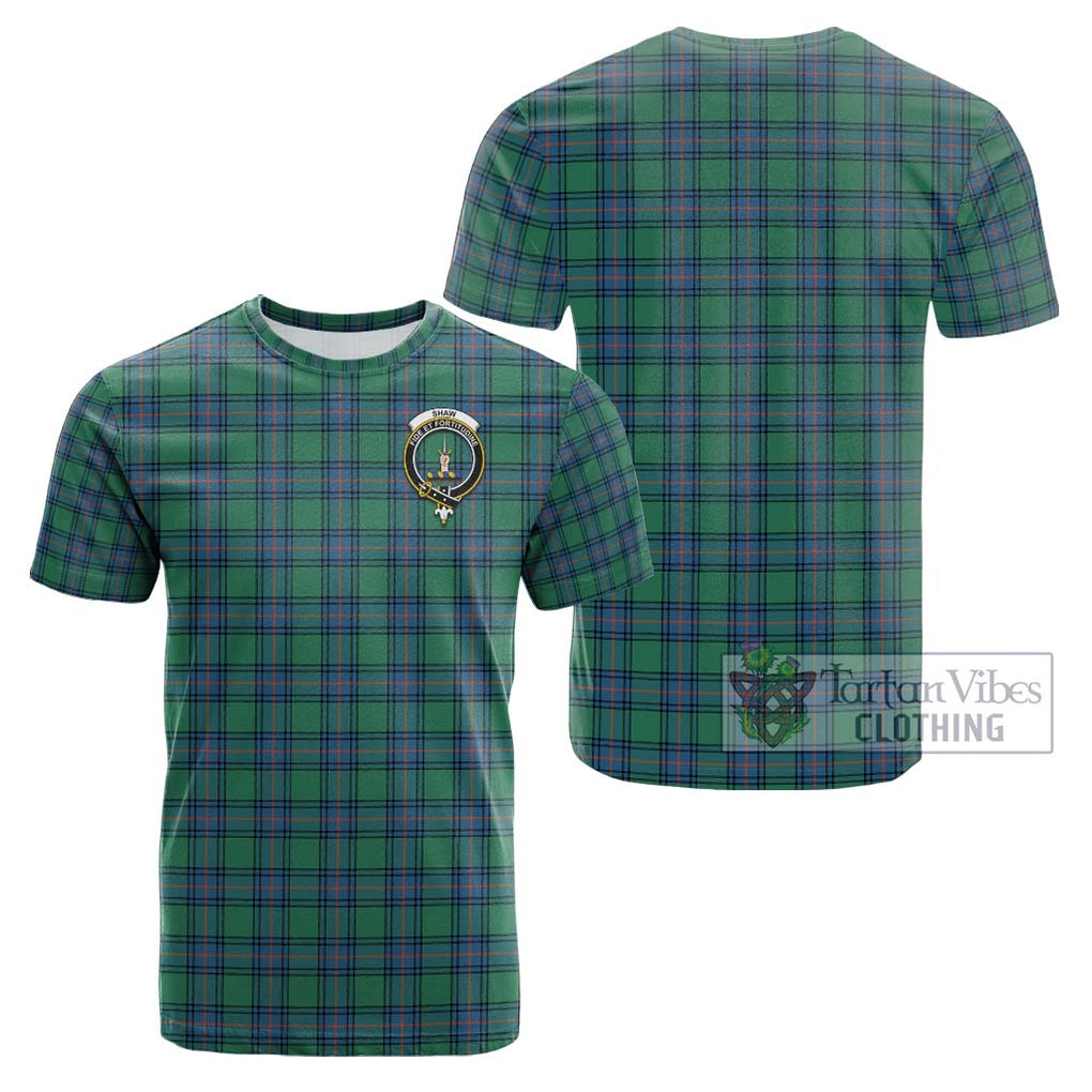 Shaw Ancient Tartan Cotton T-Shirt with Family Crest Kid's Shirt - Tartanvibesclothing Shop