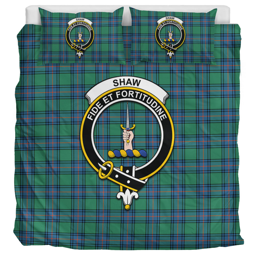 Shaw Ancient Tartan Bedding Set with Family Crest UK Bedding Set UK Super King 104*94 inch - Tartan Vibes Clothing