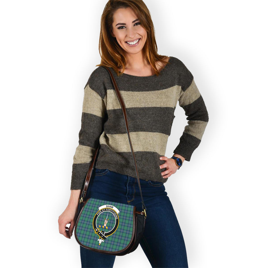 Shaw Ancient Tartan Saddle Bag with Family Crest - Tartan Vibes Clothing