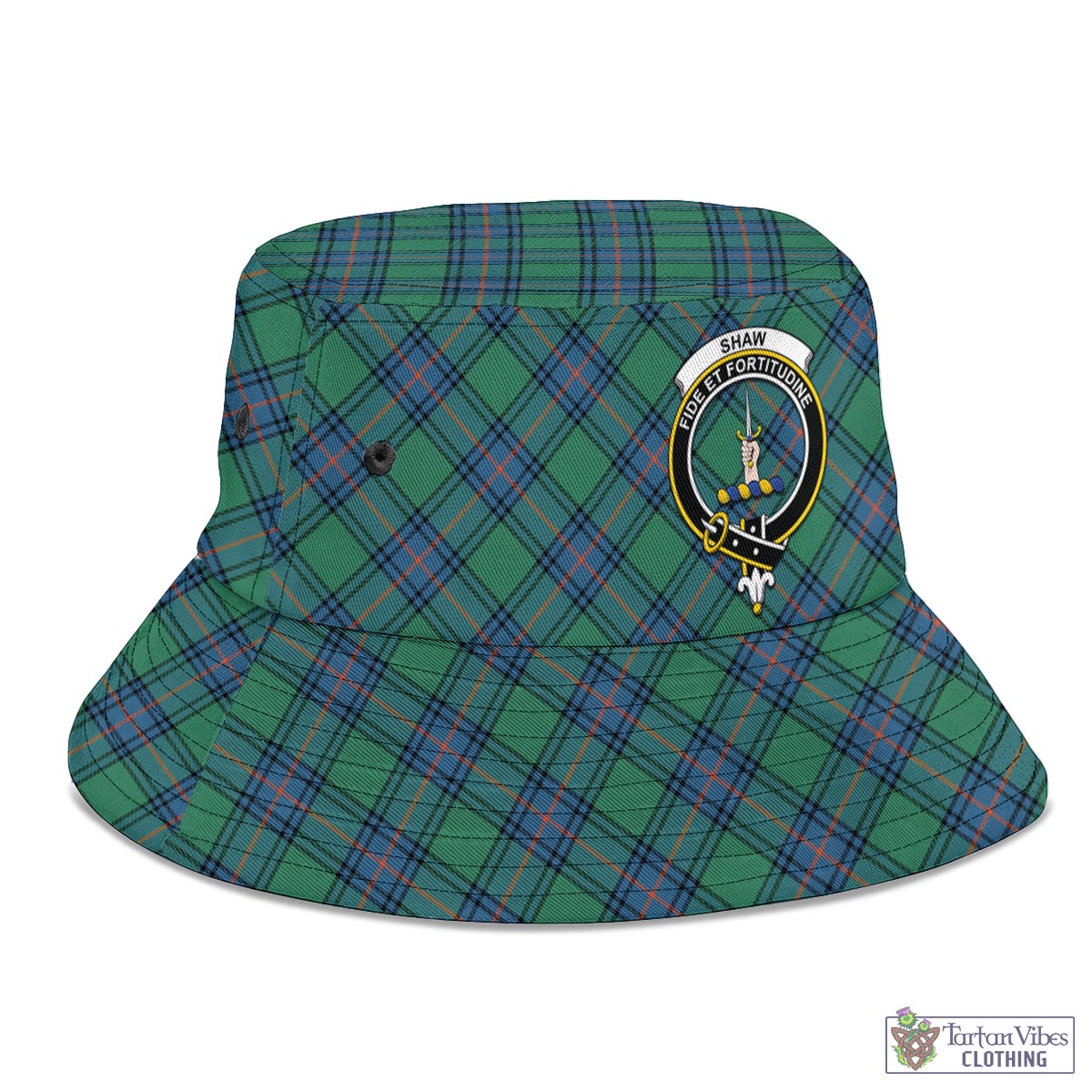 Tartan Vibes Clothing Shaw Ancient Tartan Bucket Hat with Family Crest