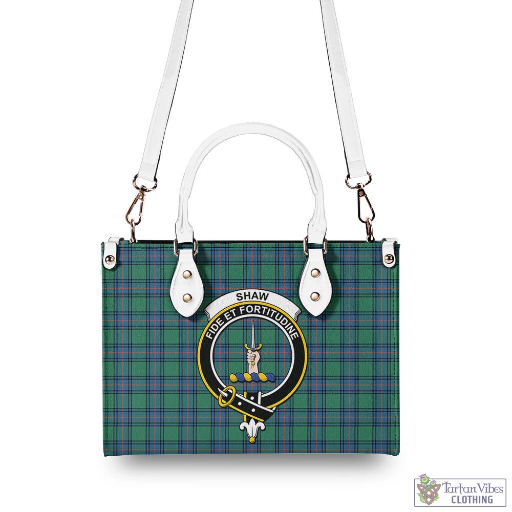 Tartan Vibes Clothing Shaw Ancient Tartan Luxury Leather Handbags with Family Crest