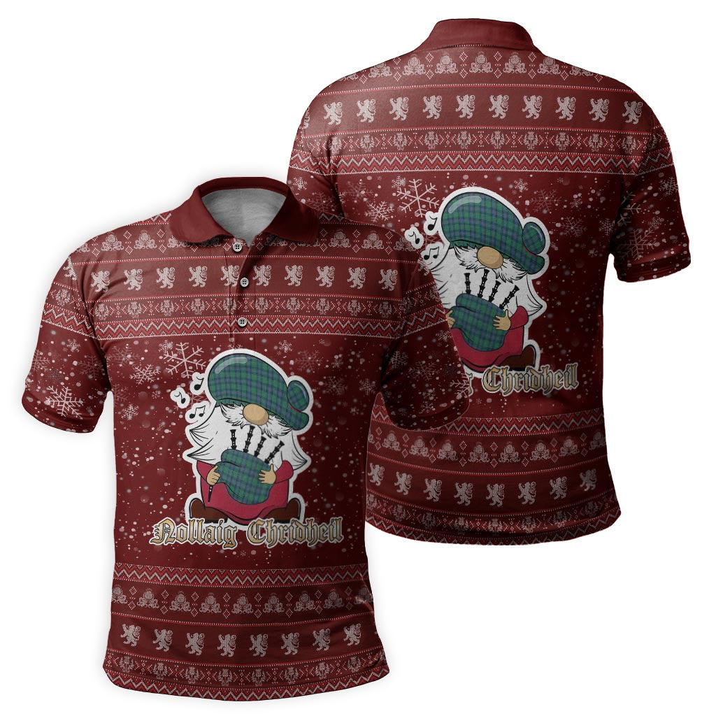 Shaw Ancient Clan Christmas Family Polo Shirt with Funny Gnome Playing Bagpipes - Tartanvibesclothing