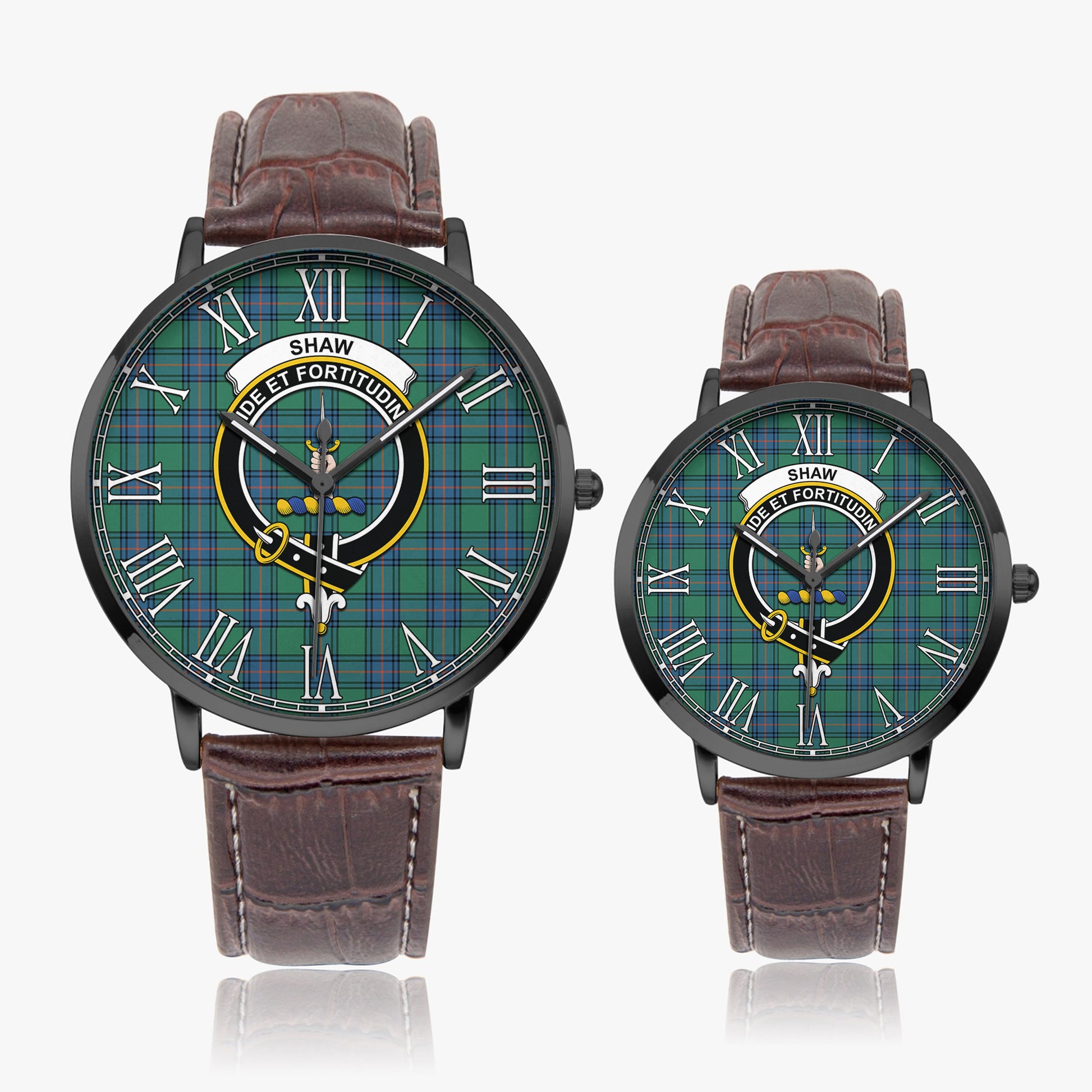 Shaw Ancient Tartan Family Crest Leather Strap Quartz Watch - Tartanvibesclothing