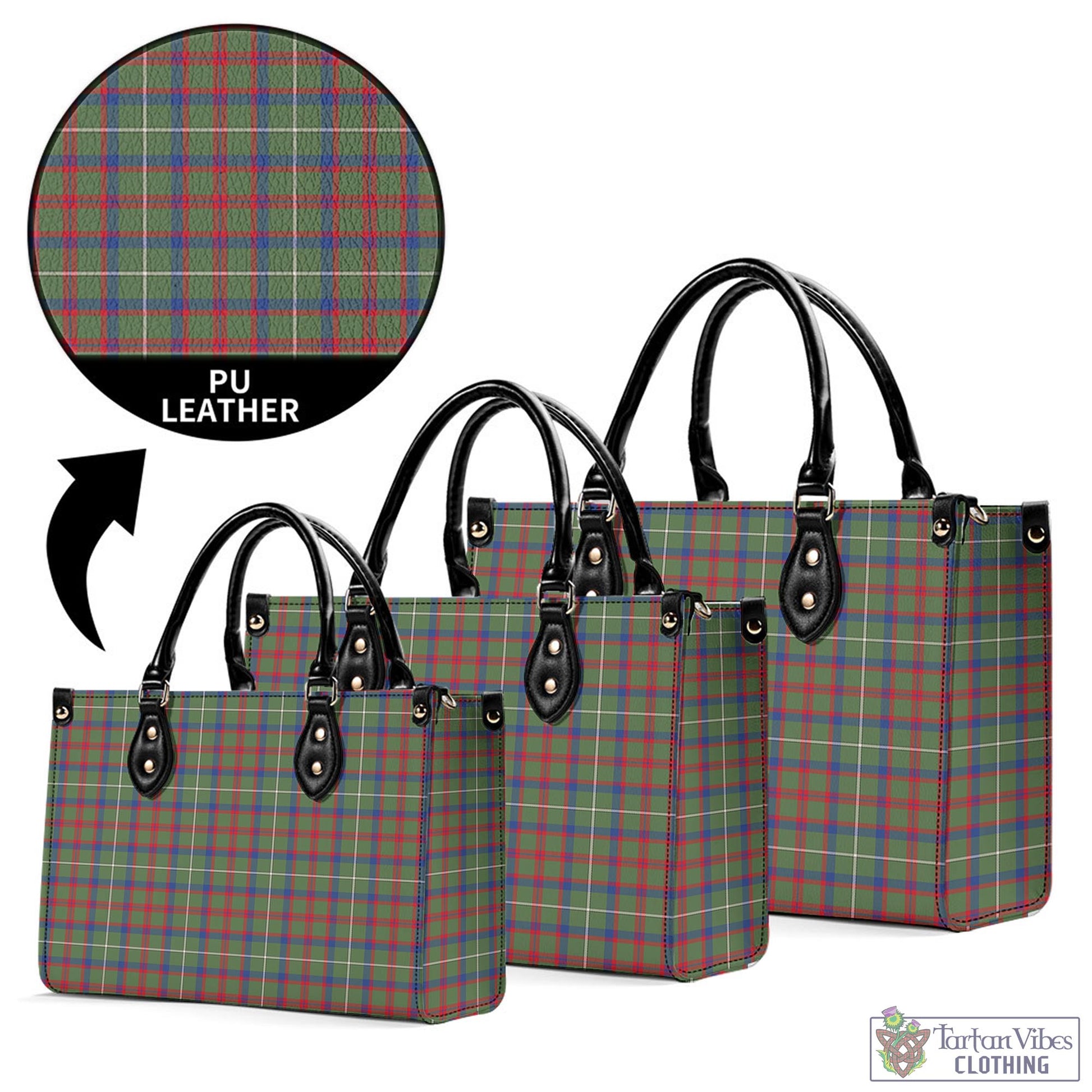 Tartan Vibes Clothing Shaw Green Modern Tartan Luxury Leather Handbags