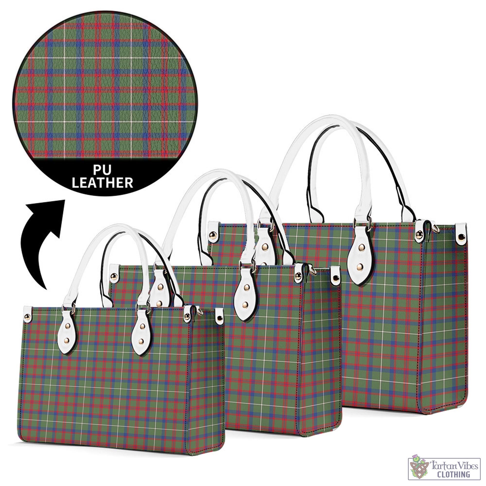 Tartan Vibes Clothing Shaw Green Modern Tartan Luxury Leather Handbags