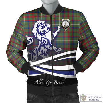 Shaw Green Modern Tartan Bomber Jacket with Alba Gu Brath Regal Lion Emblem