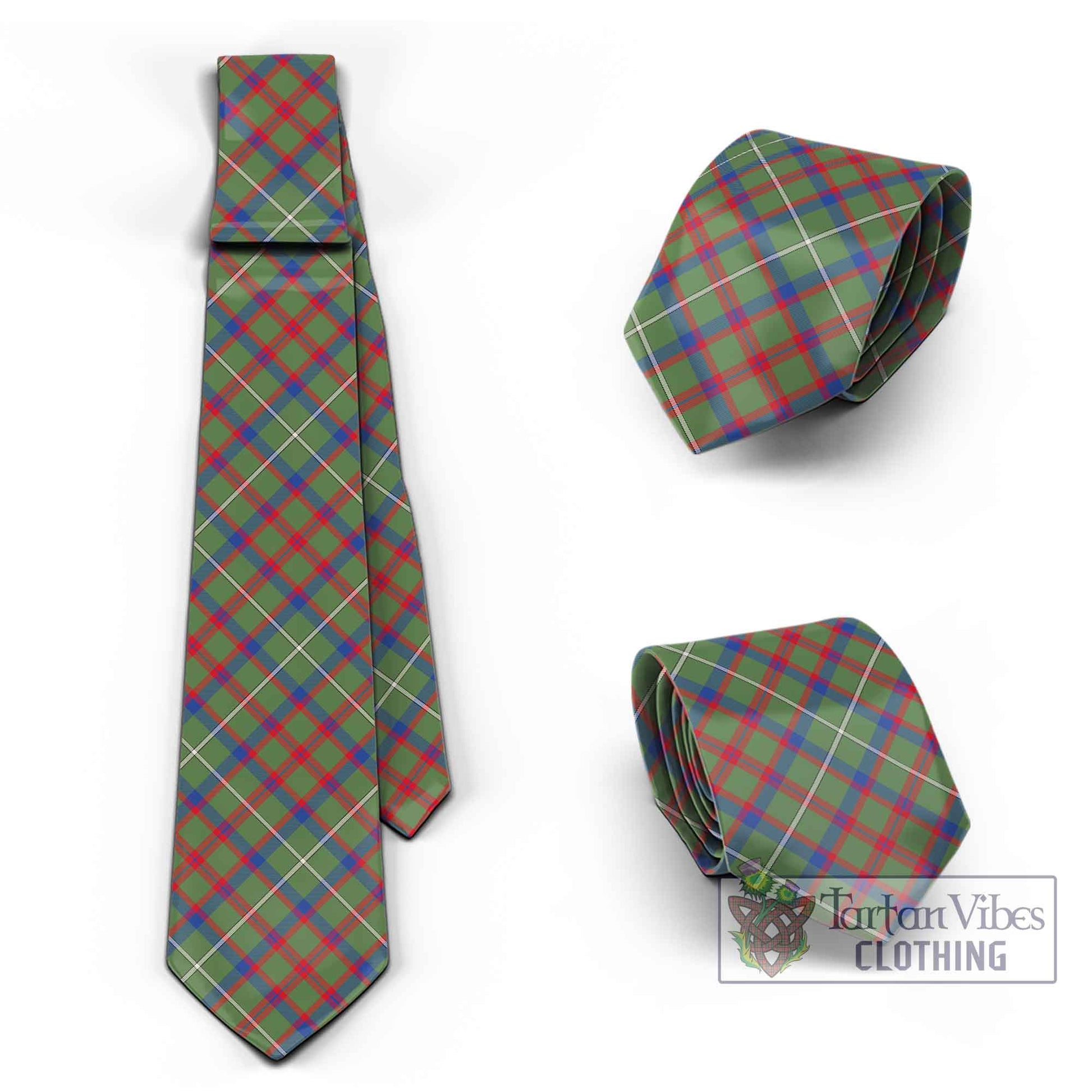 Tartan Vibes Clothing Shaw Green Modern Tartan Classic Necktie Cross Style