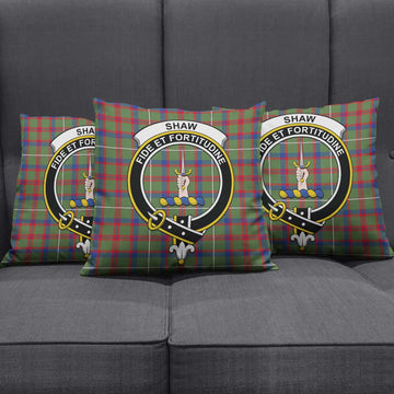 Shaw Green Modern Tartan Pillow Cover with Family Crest