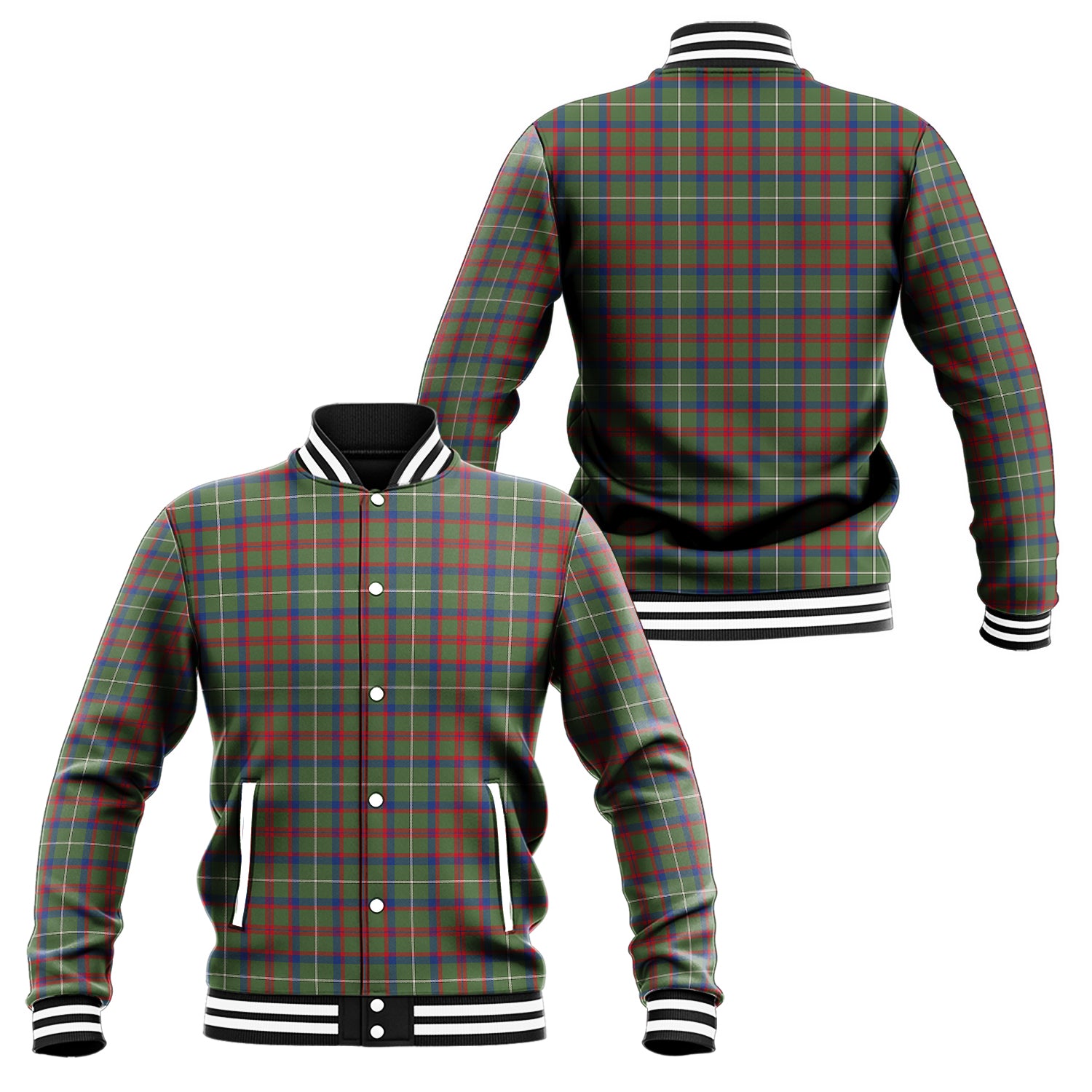 Shaw Green Modern Tartan Baseball Jacket Unisex - Tartan Vibes Clothing