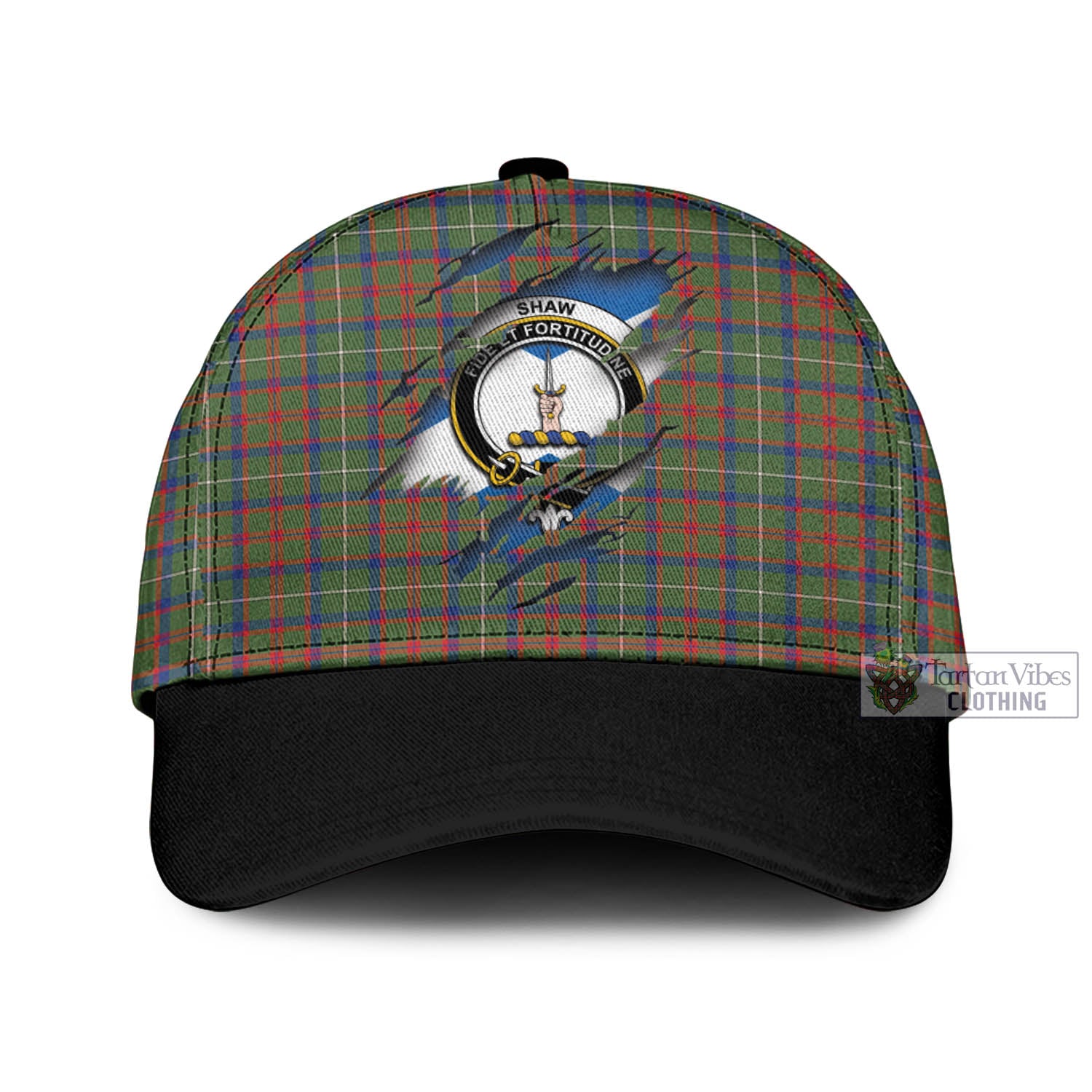 Tartan Vibes Clothing Shaw Green Modern Tartan Classic Cap with Family Crest In Me Style