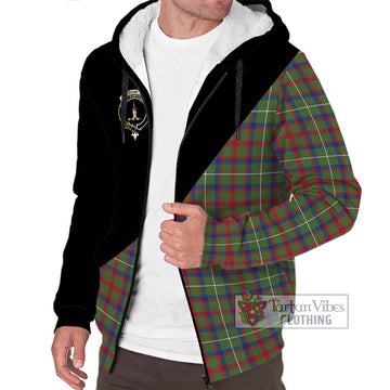 Shaw Green Modern Tartan Sherpa Hoodie with Family Crest and Military Logo Style