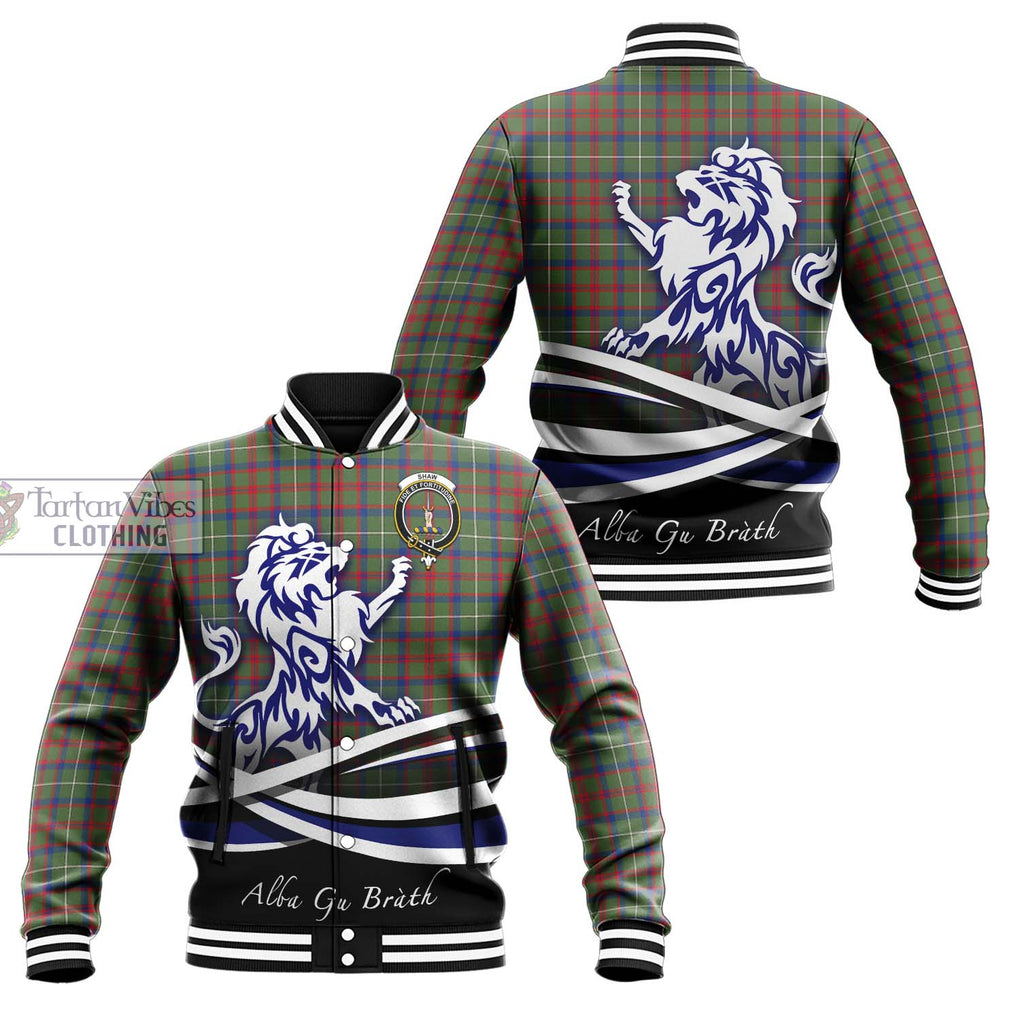 Shaw Green Modern Tartan Baseball Jacket with Alba Gu Brath Regal Lion Emblem Unisex - Tartanvibesclothing Shop