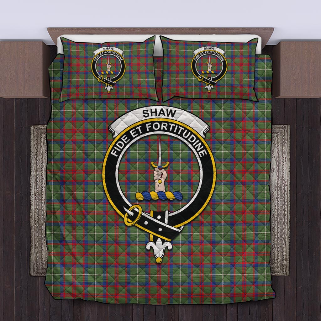 Shaw Green Modern Tartan Quilt Bed Set with Family Crest Twin - Tartan Vibes Clothing