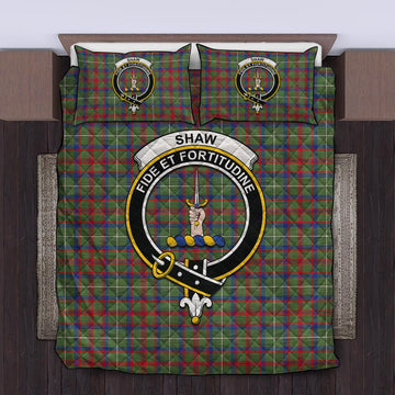 Shaw Green Modern Tartan Quilt Bed Set with Family Crest