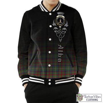 Shaw Green Modern Tartan Baseball Jacket Featuring Alba Gu Brath Family Crest Celtic Inspired