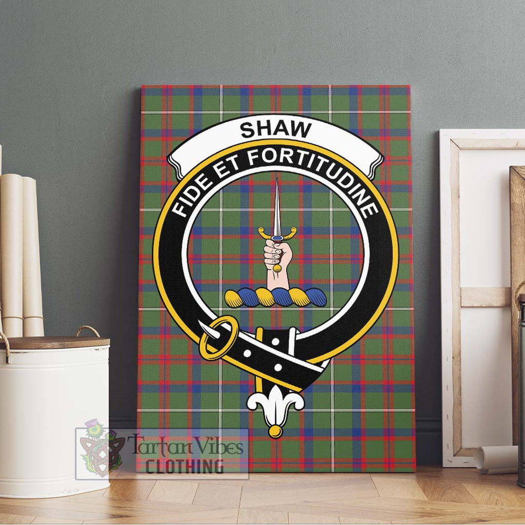 Shaw Green Modern Tartan Canvas Print Wall Art with Family Crest Without Frame - Tartan Vibes Clothing