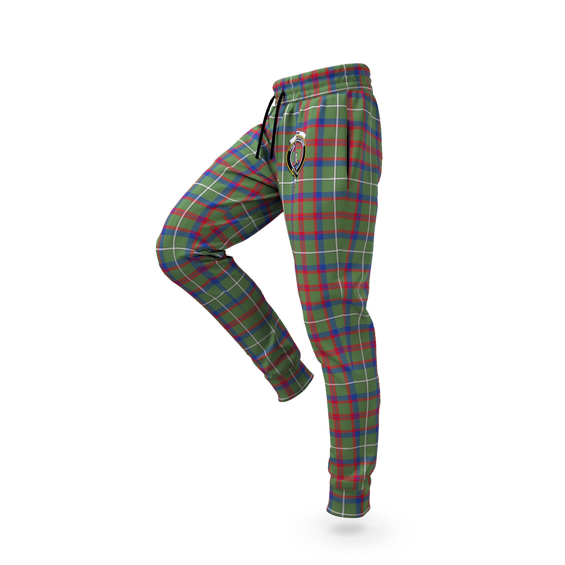 Shaw Green Modern Tartan Joggers Pants with Family Crest S - Tartan Vibes Clothing