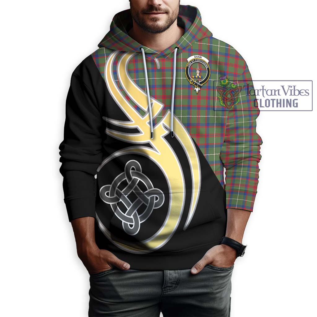 Shaw Green Modern Tartan Hoodie with Family Crest and Celtic Symbol Style Zip Hoodie - Tartan Vibes Clothing