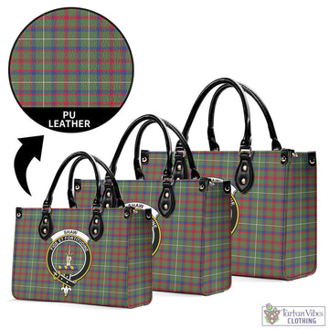 Shaw Green Modern Tartan Luxury Leather Handbags with Family Crest