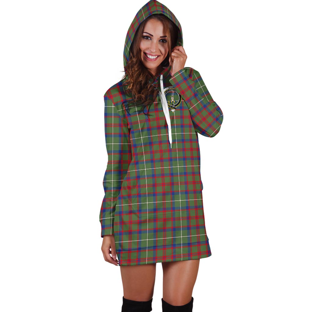 Shaw Green Modern Tartan Hoodie Dress with Family Crest - Tartan Vibes Clothing