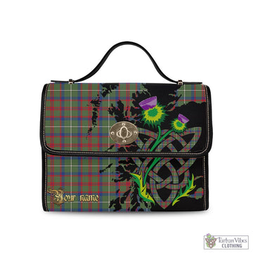 Shaw Green Modern Tartan Waterproof Canvas Bag with Scotland Map and Thistle Celtic Accents