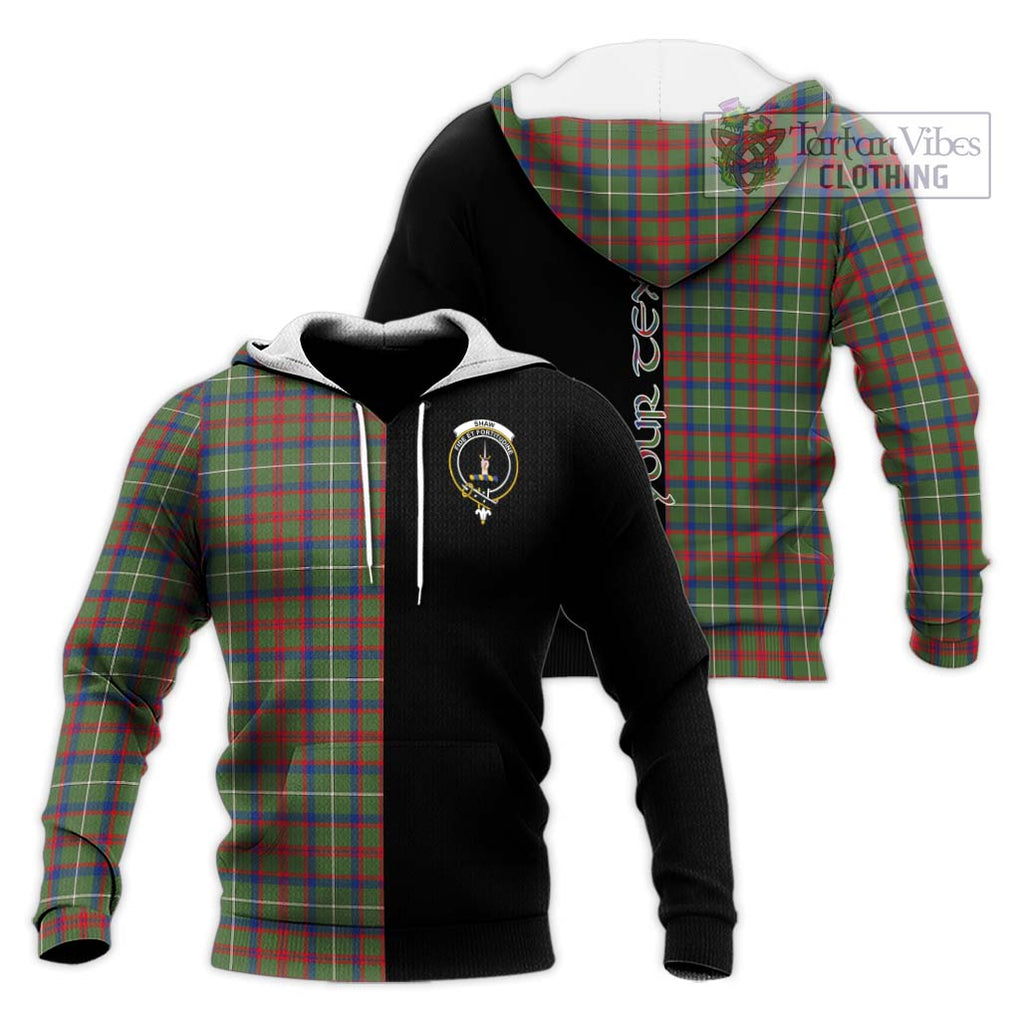 Shaw Green Modern Tartan Knitted Hoodie with Family Crest and Half Of Me Style Unisex Knitted Pullover Hoodie - Tartanvibesclothing Shop