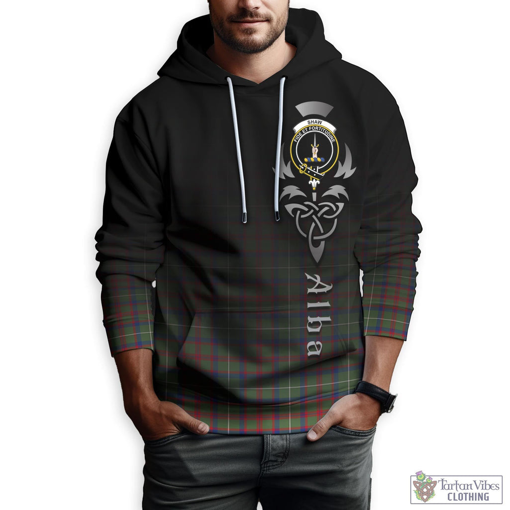 Tartan Vibes Clothing Shaw Green Modern Tartan Hoodie Featuring Alba Gu Brath Family Crest Celtic Inspired