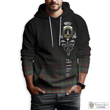 Shaw Green Modern Tartan Hoodie Featuring Alba Gu Brath Family Crest Celtic Inspired