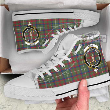 Shaw Green Modern Tartan High Top Shoes with Family Crest