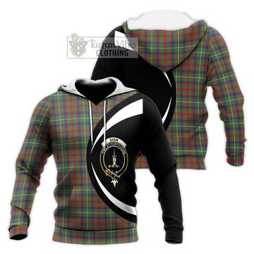 Shaw Green Modern Tartan Knitted Hoodie with Family Crest Circle Style