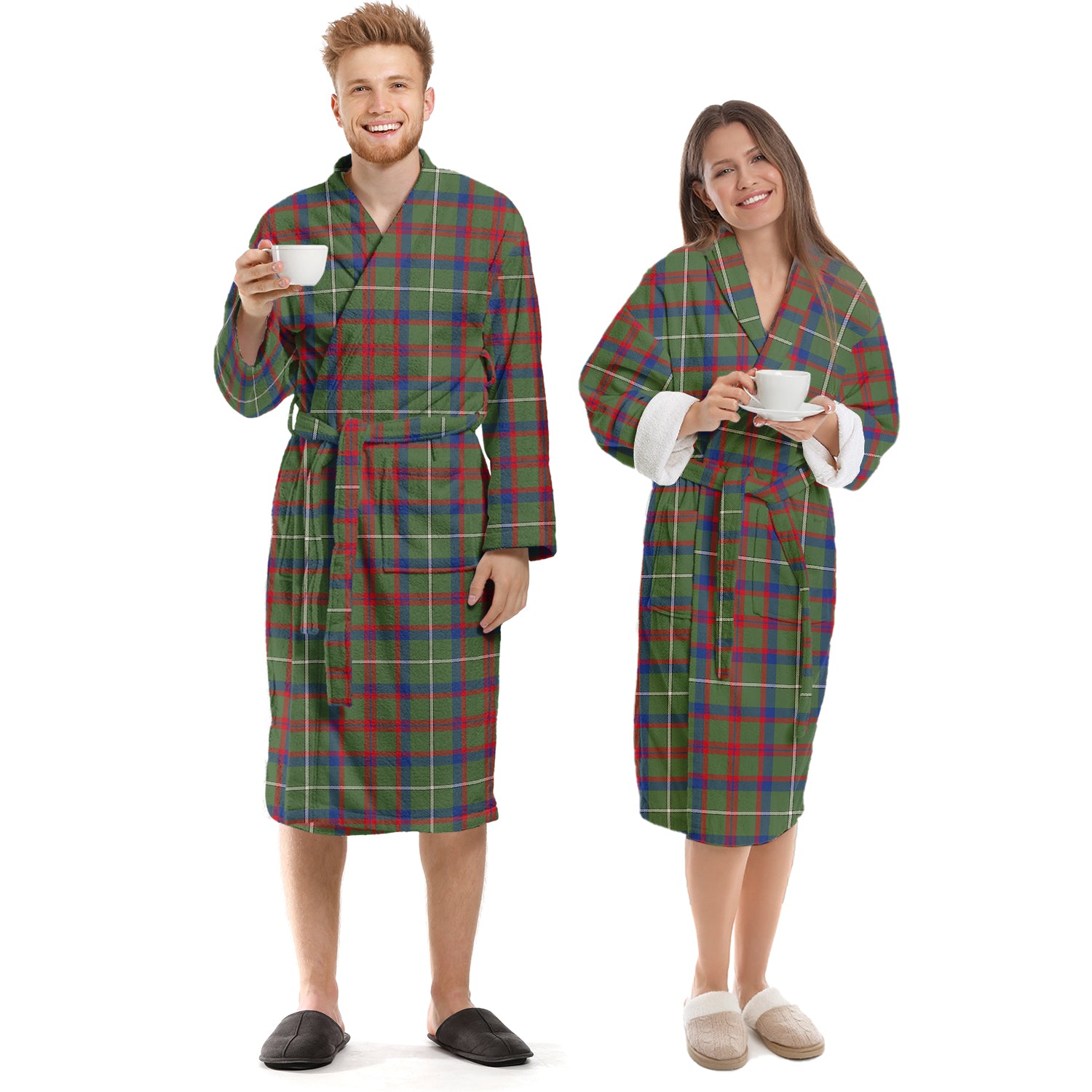 Shaw Green Modern Tartan Bathrobe Unisex S - Tartan Vibes Clothing