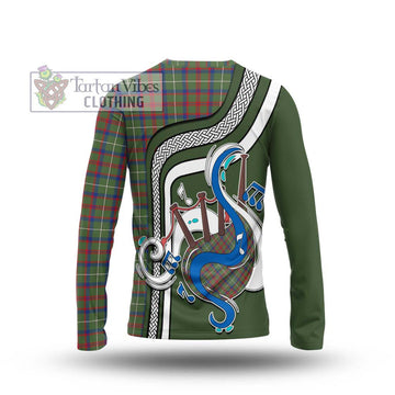 Shaw Green Modern Tartan Long Sleeve T-Shirt with Epic Bagpipe Style