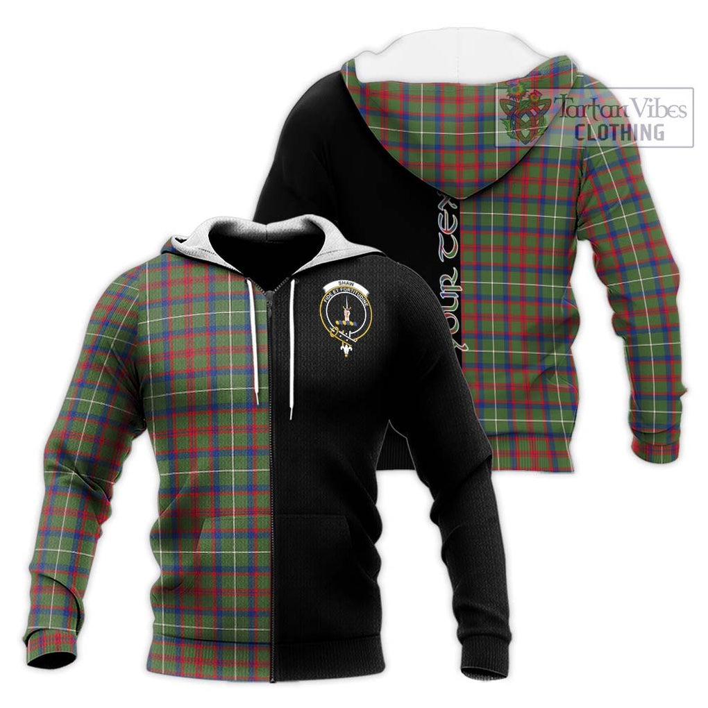 Shaw Green Modern Tartan Knitted Hoodie with Family Crest and Half Of Me Style Unisex Knitted Zip Hoodie - Tartanvibesclothing Shop