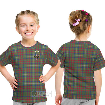 Shaw Green Modern Tartan Kid T-Shirt with Family Crest