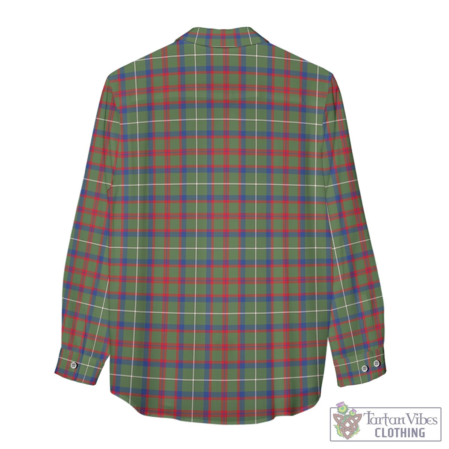 Tartan Vibes Clothing Shaw Green Modern Tartan Womens Casual Shirt with Family Crest