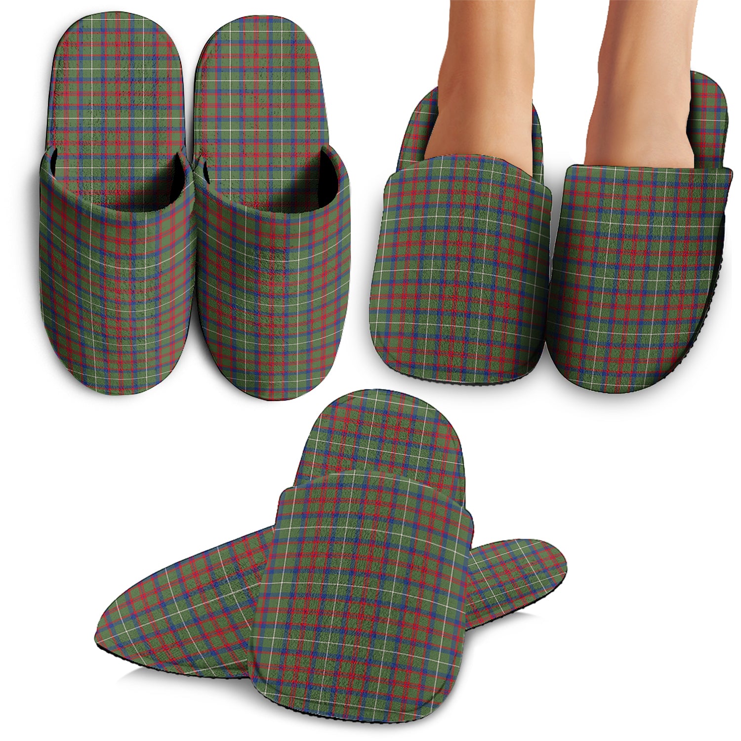 Shaw Green Modern Tartan Home Slippers - Tartanvibesclothing Shop