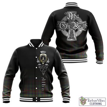 Shaw Green Modern Tartan Baseball Jacket Featuring Alba Gu Brath Family Crest Celtic Inspired