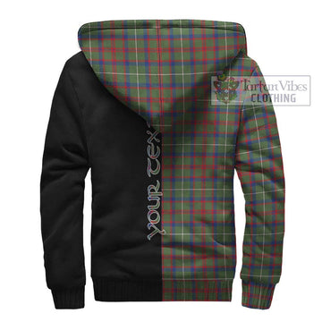 Shaw Green Modern Tartan Sherpa Hoodie with Family Crest and Half Of Me Style