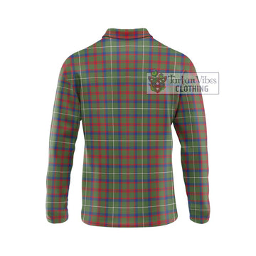 Shaw Green Modern Tartan Long Sleeve Polo Shirt with Family Crest DNA In Me Style