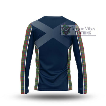 Shaw Green Modern Tartan Long Sleeve T-Shirt with Family Crest and Lion Rampant Vibes Sport Style