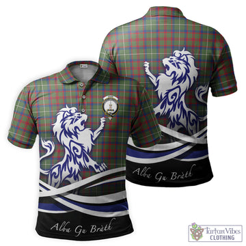 Shaw Green Modern Tartan Polo Shirt with Alba Gu Brath Regal Lion Emblem