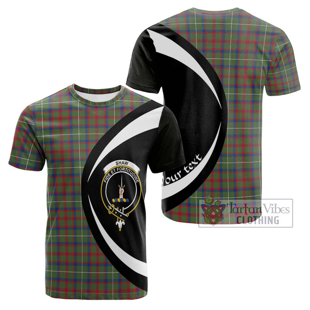 Tartan Vibes Clothing Shaw Green Modern Tartan Cotton T-shirt with Family Crest Circle Style