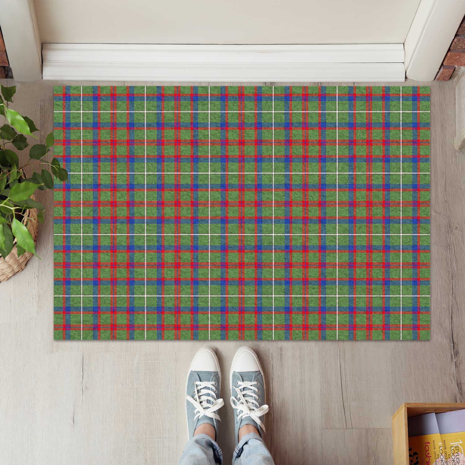 Shaw Green Modern Tartan Door Mat - Tartanvibesclothing Shop