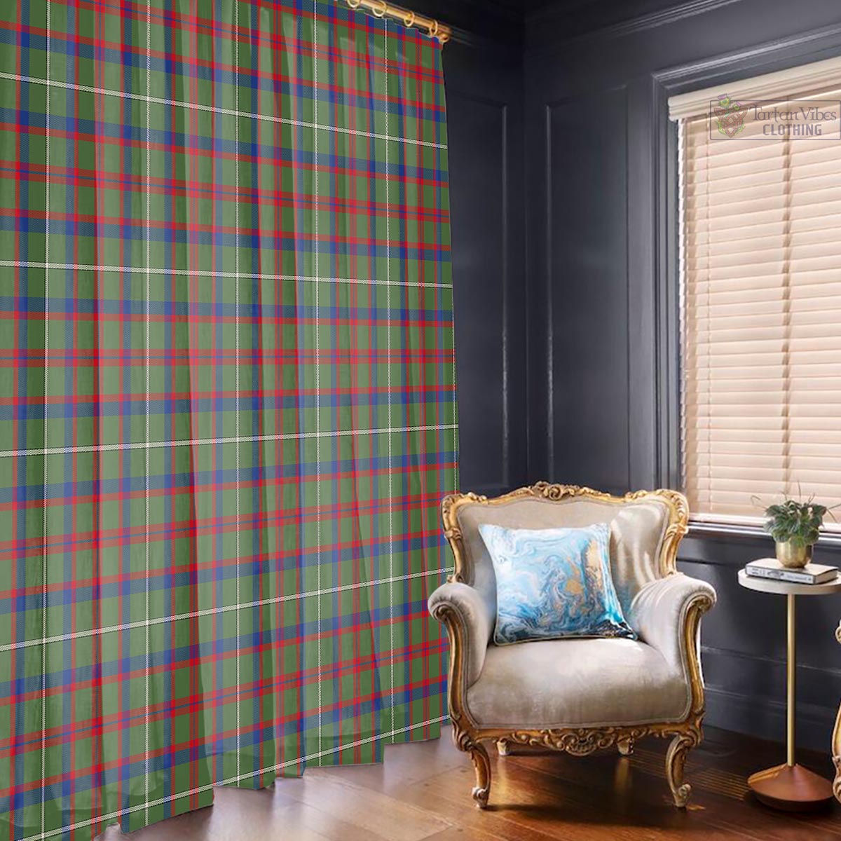 Shaw Green Modern Tartan Window Curtain