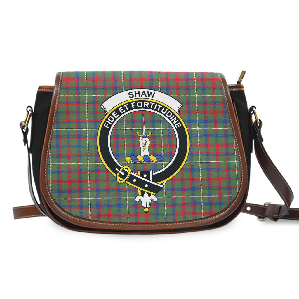 Shaw Green Modern Tartan Saddle Bag with Family Crest - Tartan Vibes Clothing