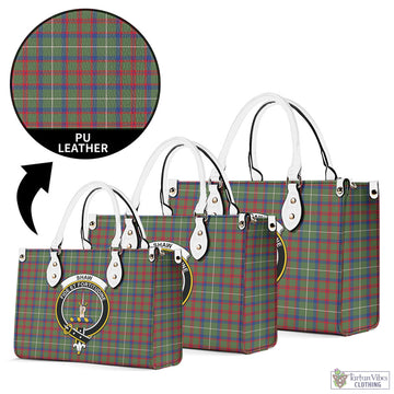 Shaw Green Modern Tartan Luxury Leather Handbags with Family Crest