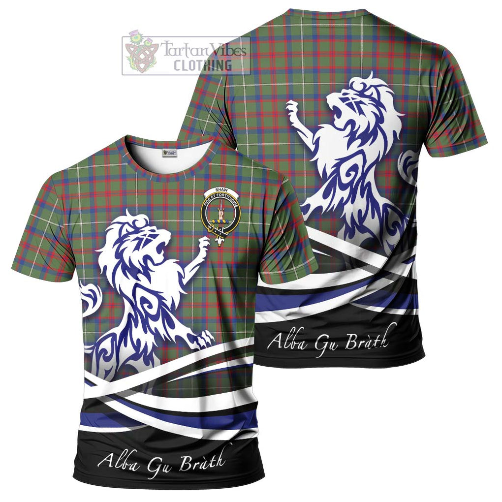 Tartan Vibes Clothing Shaw Green Modern Tartan Cotton T-shirt with Alba Gu Brath Regal Lion Emblem