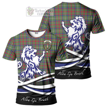 Shaw Green Modern Tartan Cotton T-shirt with Alba Gu Brath Regal Lion Emblem