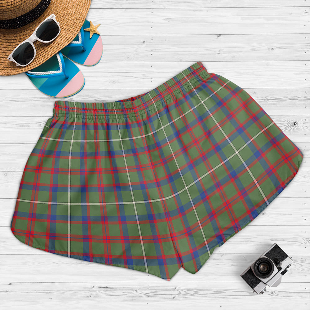 shaw-green-modern-tartan-womens-shorts-with-family-crest